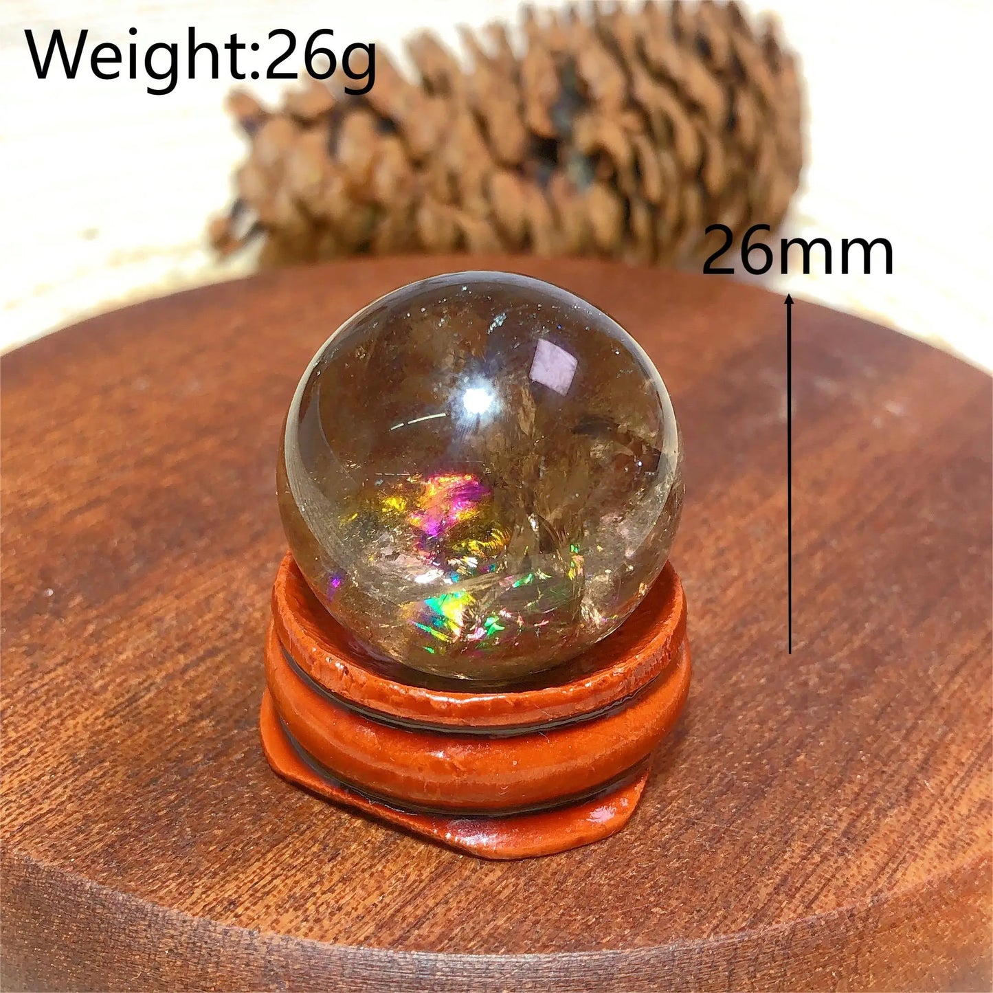 Natural Crystals Smokey Quartz Mini Rainbow Sphere Cute Size Carckle Ball Home Decorations Polished Mineral Energy Precious Gift