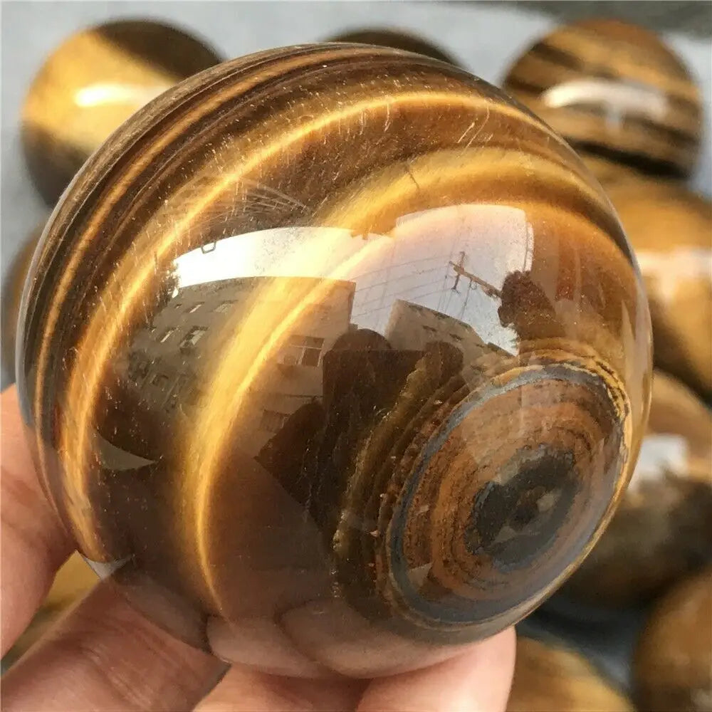 40-85mm Natural Tiger s Eye Quartz Crystal Sphere Ball Healing