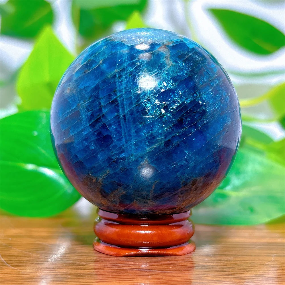Apatite Sphere Crystal Natural Quartz Stone Home Decoration Minerals Reiki Craft Gifts Love Energy Healing Meditation +Stand
