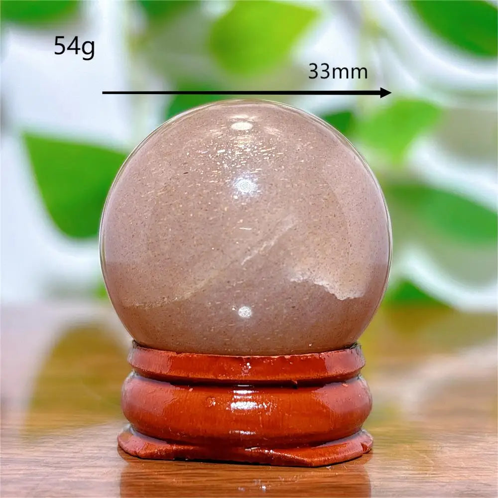 Moonstone With Gold Sun Sphere Crystal Natural Stone Quartz Home Decoration Minerals Reiki Craft Gifts Energy Healing Spiritual