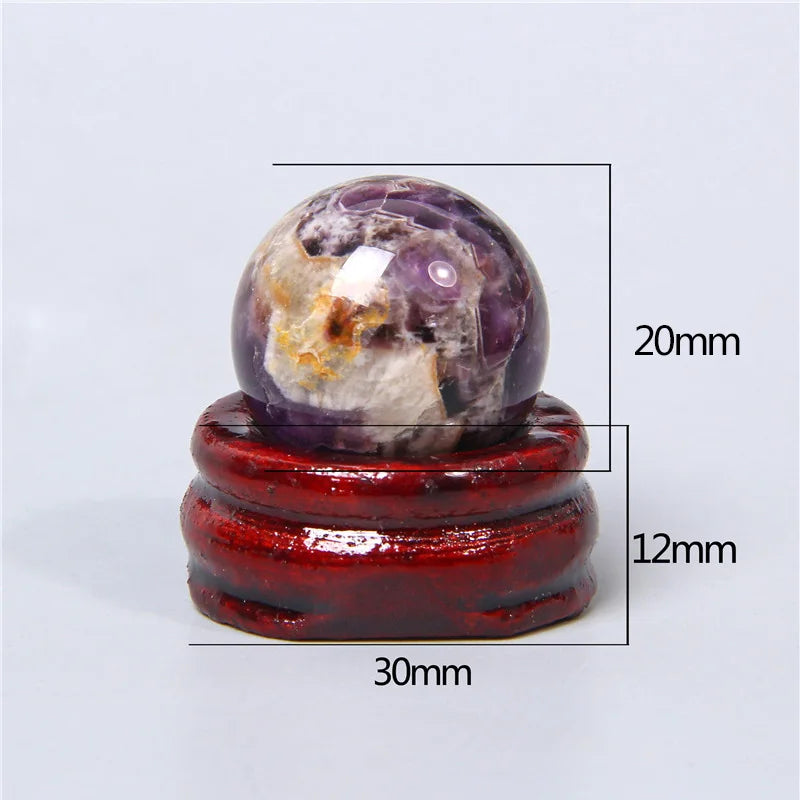Natural Dream Amethyst Citrine Tanglin Jade Crystal Ball Sphere Feng Shui Decorative Ornaments With Base