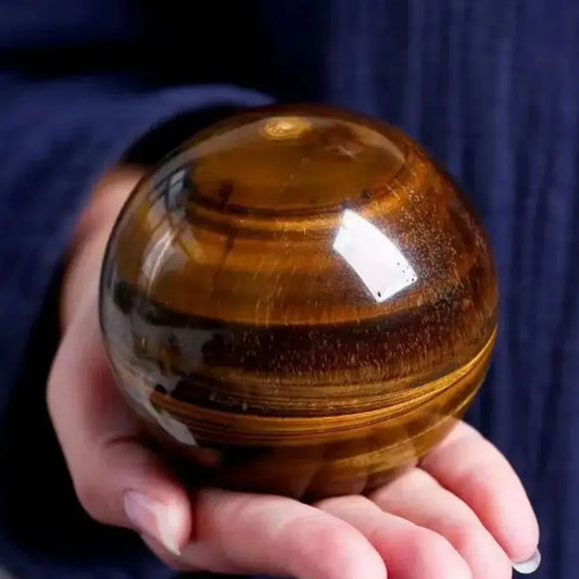 Natural Yellow Tiger Eye Symbiotic Gemstone Sphere Healing Stone Ball Crystal Home Decro