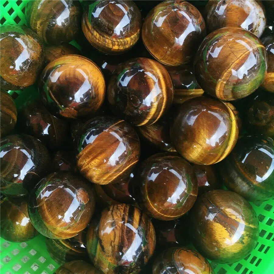 Natural Yellow Tiger Eye Symbiotic Gemstone Sphere Healing Stone Ball Crystal Home Decro