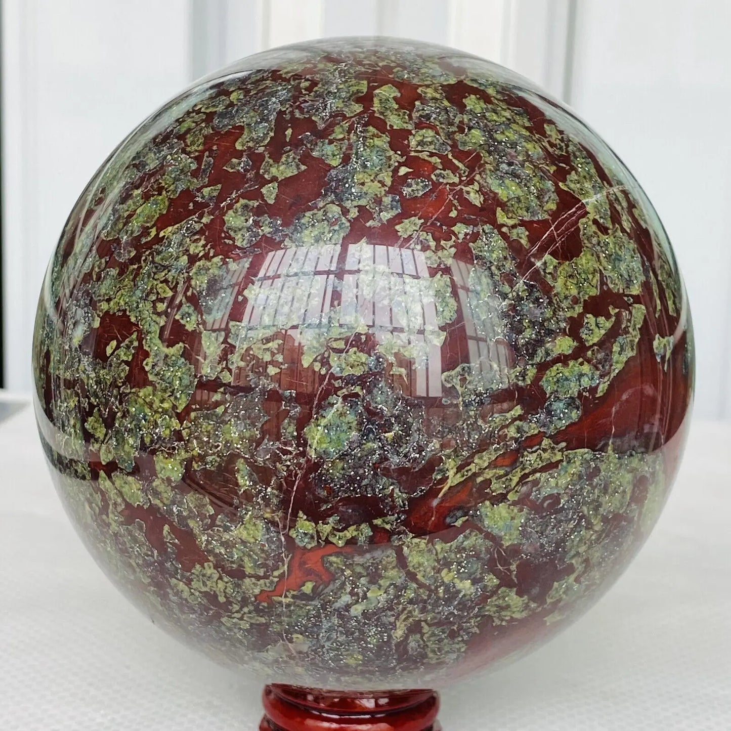 Natural dragon blood stone quartz sphere crystal ball reiki healing