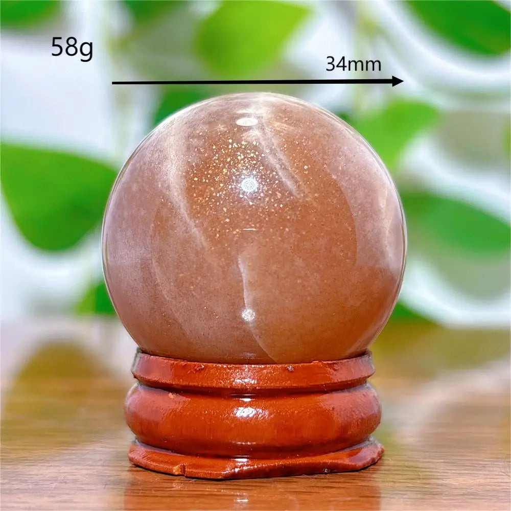 Moonstone With Gold Sun Sphere Crystal Natural Stone Quartz Home Decoration Minerals Reiki Craft Gifts Energy Healing Spiritual