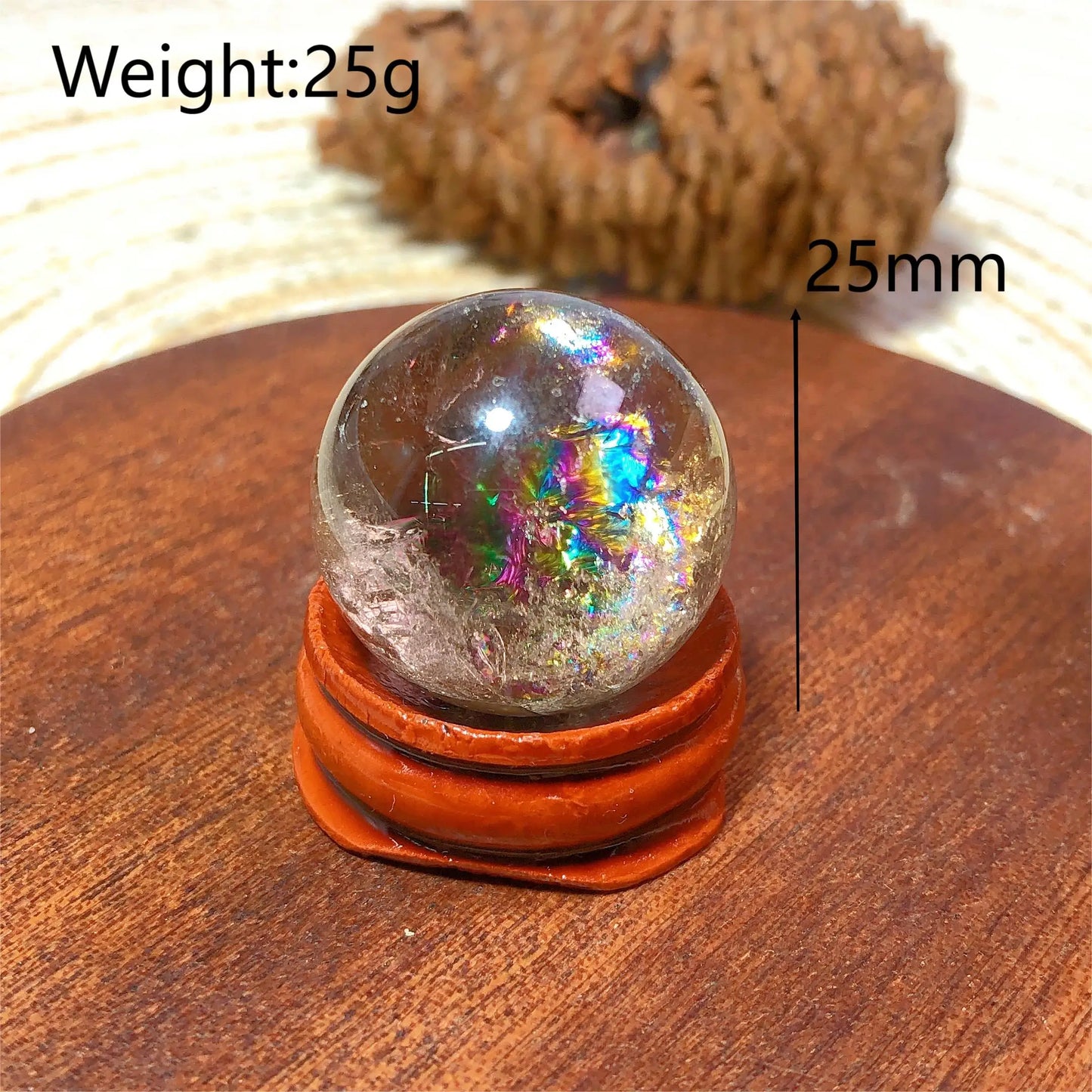 Natural Crystals Smokey Quartz Mini Rainbow Sphere Cute Size Carckle Ball Home Decorations Polished Mineral Energy Precious Gift