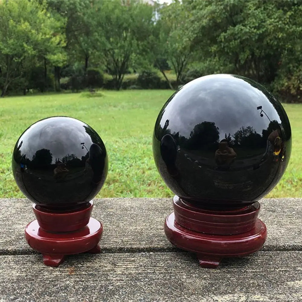 Natural Black Obsidian Sphere  Crystal Ball Polished Stones Healing Crystals feng shui Sphere for Decoration Without Base