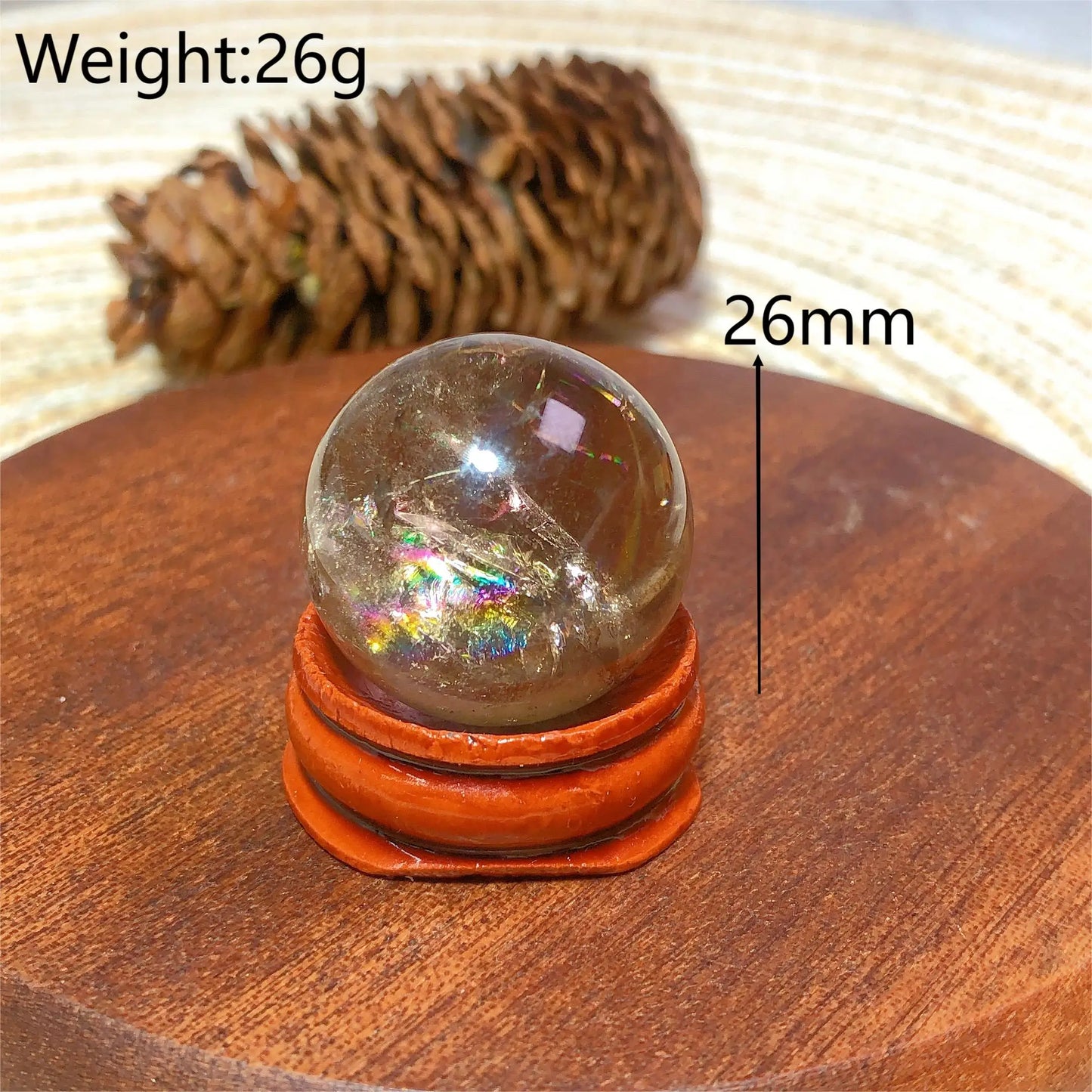 Natural Crystals Smokey Quartz Mini Rainbow Sphere Cute Size Carckle Ball Home Decorations Polished Mineral Energy Precious Gift