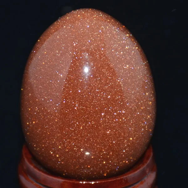 Red GOLDSTONE SAND CRYSTAL SPHERE Egg Flash