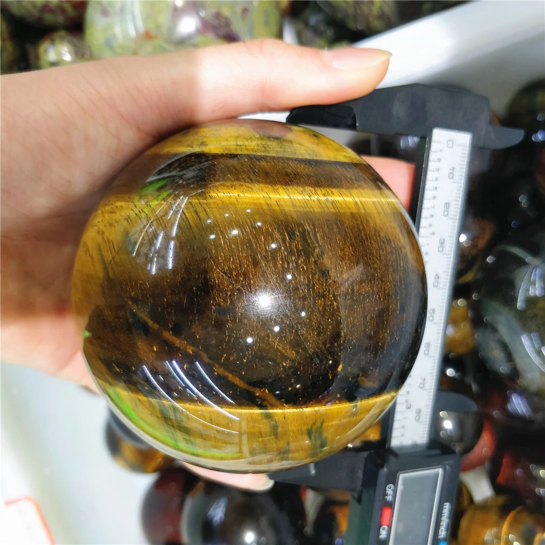 High Quality Natural Yellow Flashing Tiger Eye Stone Crystal Quartz Ball Sphere Ornament Feng Shui Gem Indie Jewelry Decor Salon