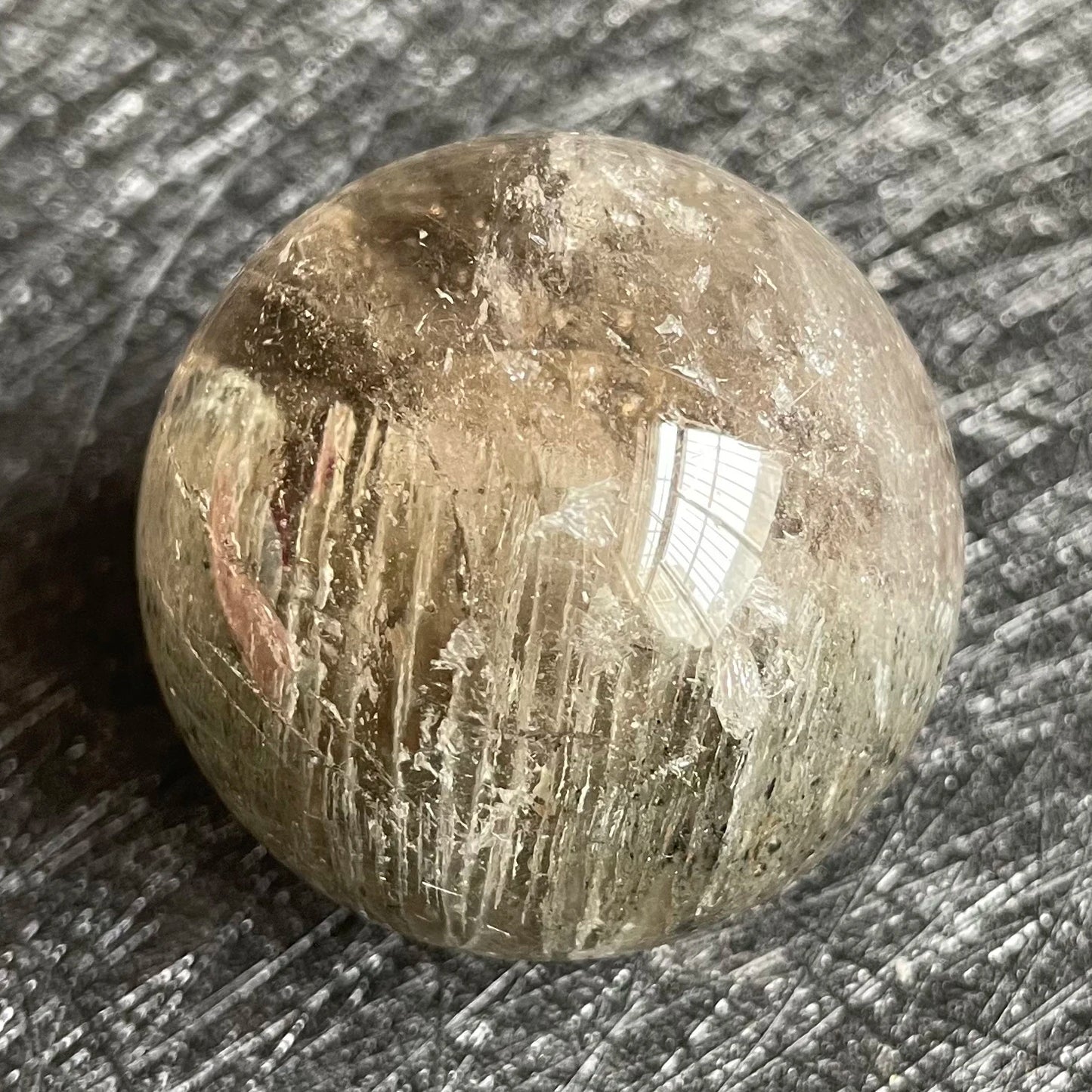 81g Natural Green Phantom Sphere Decoration Polished Garden Quartz Crystal Ball Reiki Healing L125