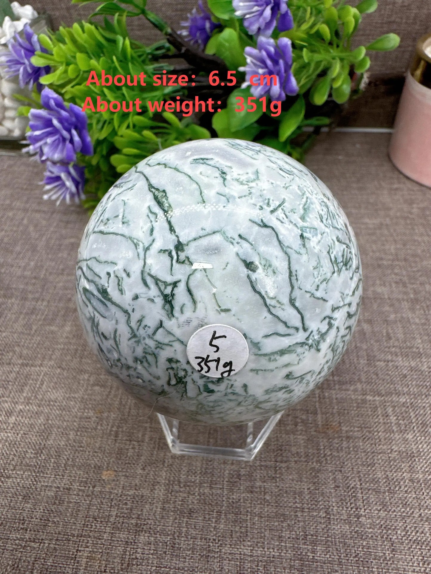 Natural Moss Agate Sphere Druzy Ball Crystal Stone Natural Quartz Healing Stone Reiki Minerals Beauty Home Decoration+Stand