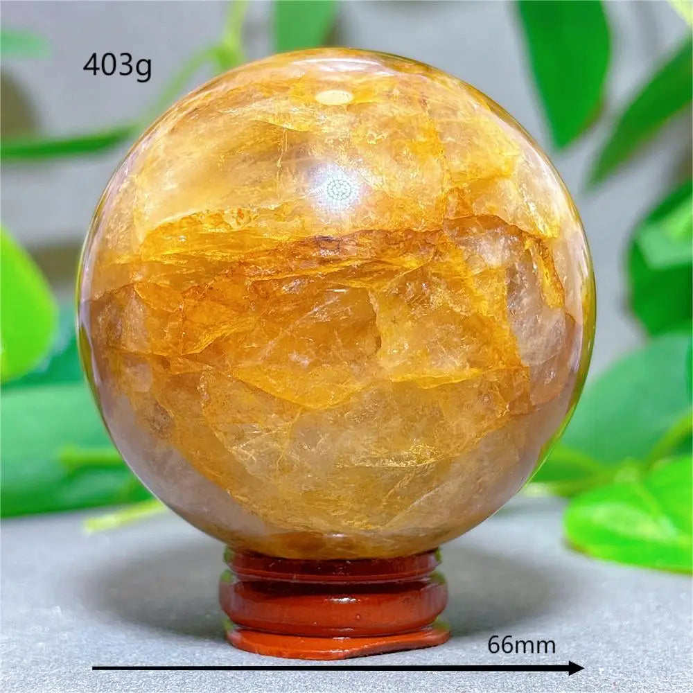 Golden Healer Sphere Crystal Natural Quartz Stone Home Decoration Minerals Love Beautiful Craft Gifts Energy Healing +Stand