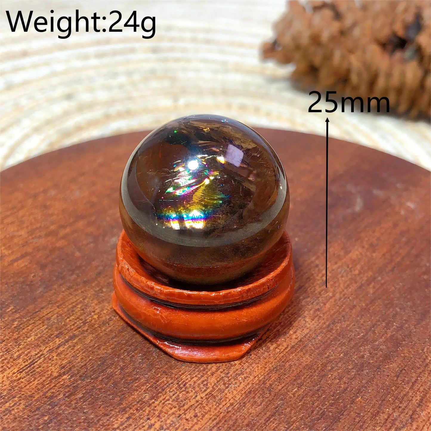Natural Crystals Smokey Quartz Mini Rainbow Sphere Cute Size Carckle Ball Home Decorations Polished Mineral Energy Precious Gift