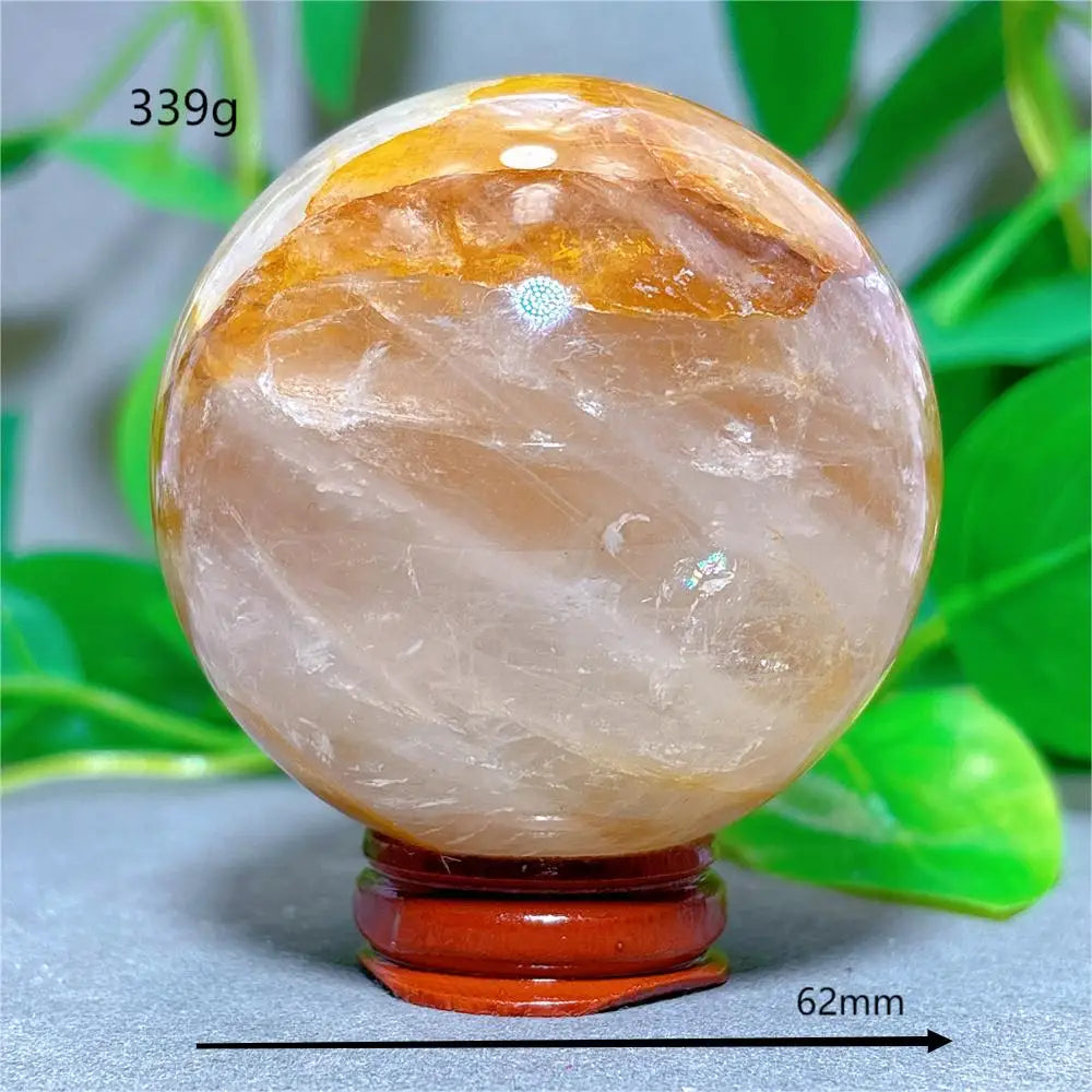 Golden Healer Sphere Crystal Natural Quartz Stone Home Decoration Minerals Love Beautiful Craft Gifts Energy Healing +Stand