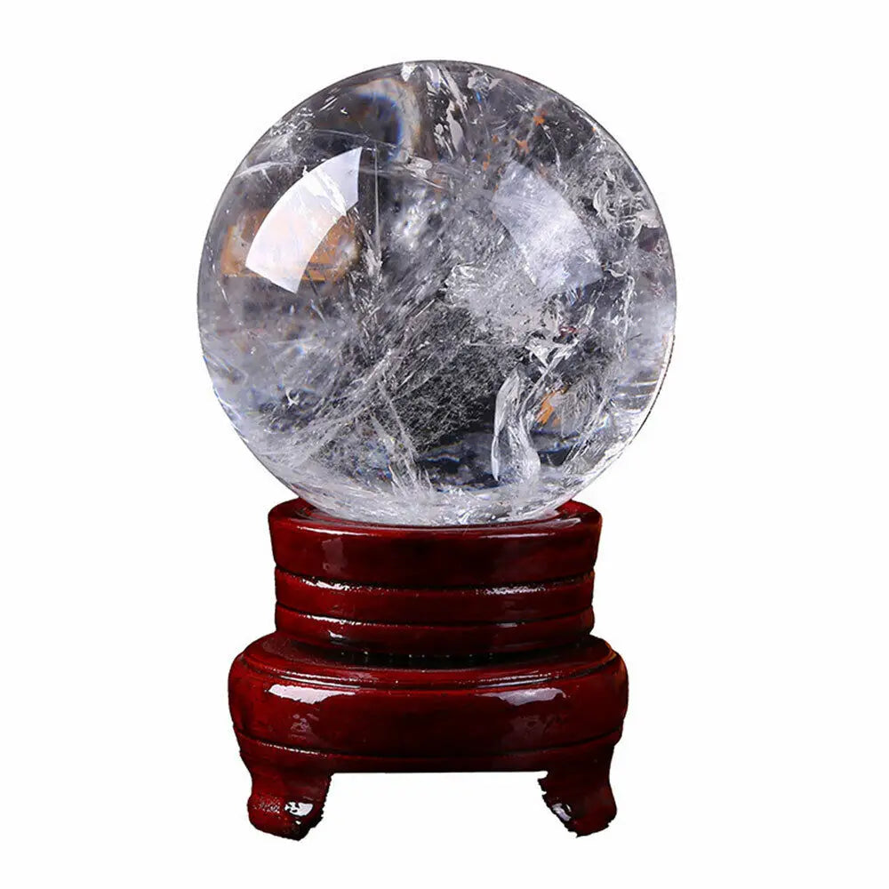 Natural White Clear Quartz Crystal Sphere Ball Healing Stone Reiki Decorations