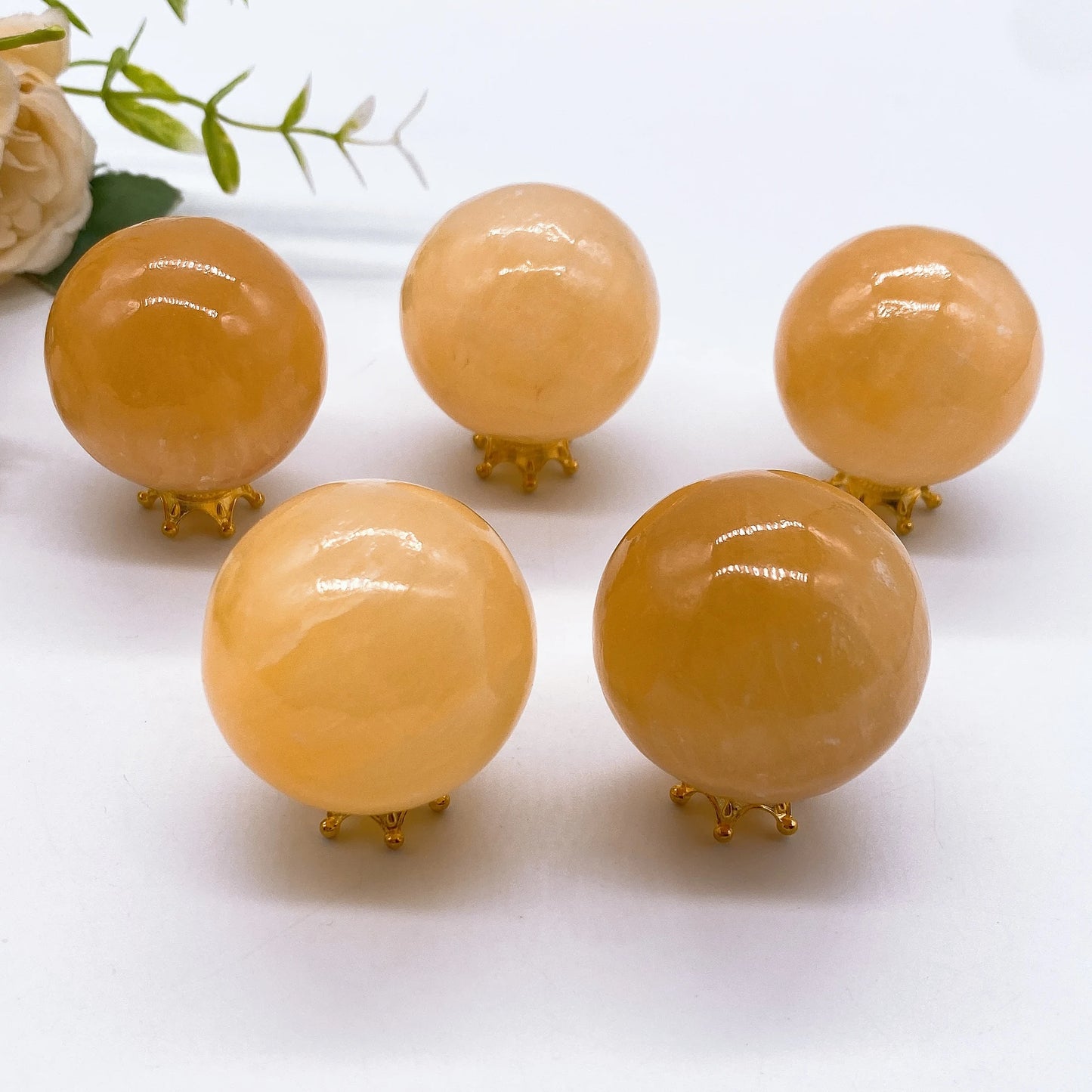 40mm Natural Yellow Calcite Sphere Crystal Stone Quartz Ball Gemstone Reiki Healing Home Decoration Gift
