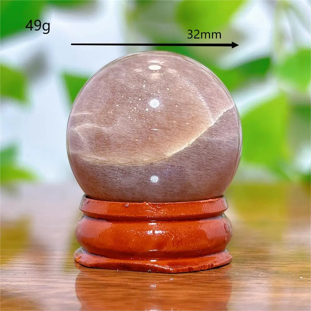 Moonstone With Gold Sun Sphere Crystal Natural Stone Quartz Home Decoration Minerals Reiki Craft Gifts Energy Healing Spiritual