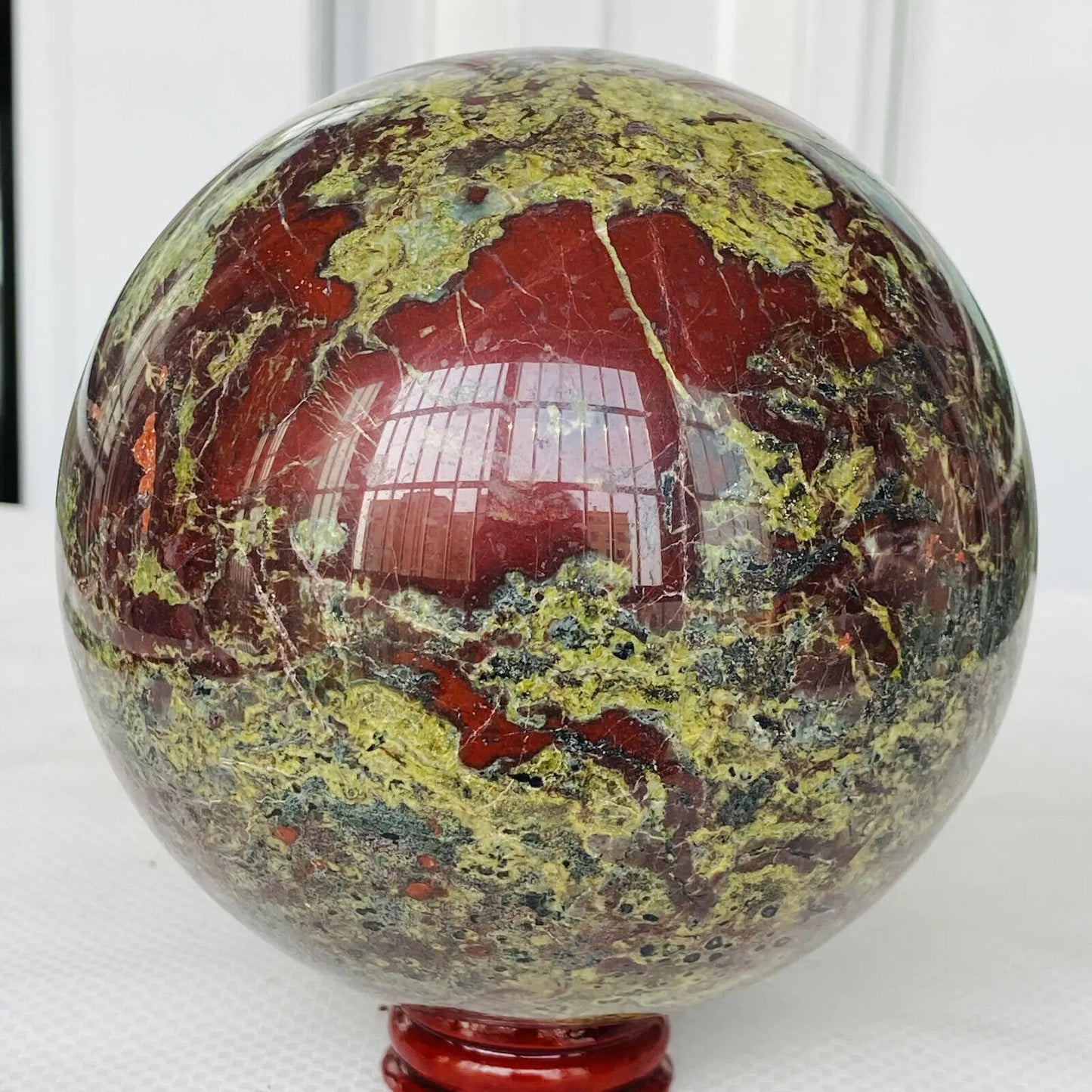 Natural dragon blood stone quartz sphere crystal ball reiki healing