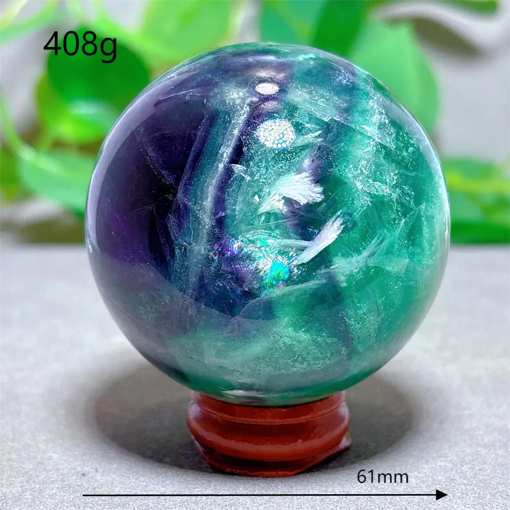 Feather Fluorite Sphere Crystal Natural Stone Quartz Stone Minerals Home Decoration Reiki Craft Gifts Energy Healing Love Luck