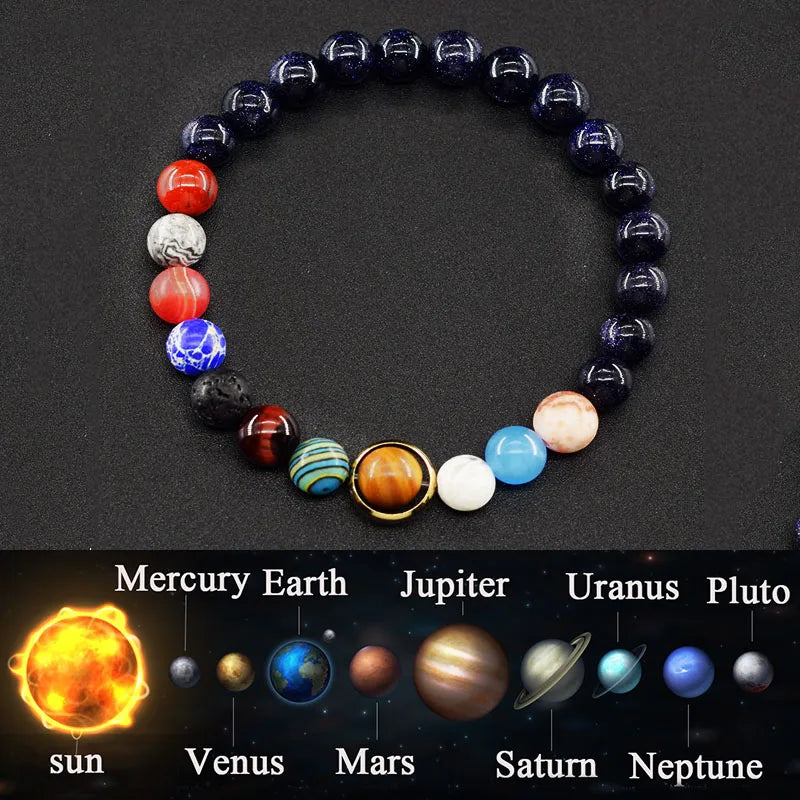 Hot Selling Cosmic Solar System Bracelet Eight Planets Sun Mercury Venus Earth Moon Mars Jupiter SaturnUranus Neptune Friendship Bracelet Handmade Jewelry Accessories