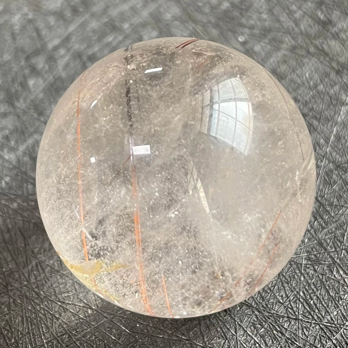 58g Natural Stone Quartz Rutilated Sphere Polished Crystal Ball Decoration Rock Gift Reiki Healing B281