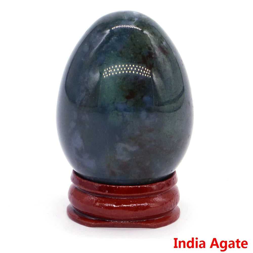 34x49MM Stone Egg Natural Amethyst Jade Crystal Reiki Healing Wicca Massage Eggs Energy Quartz Feng Shui Gemstone Crafts Decor