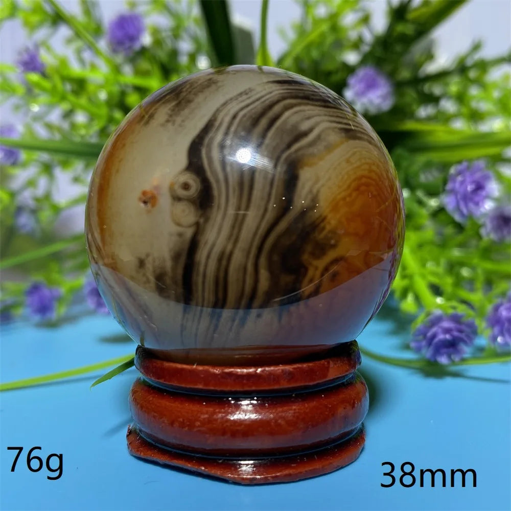 Natural Crystal Sardonyx Winding Agate  Ball Mineral Specimen Smooth  Quartz Sphere  Reiki Healing Gift Stone Home Decoration