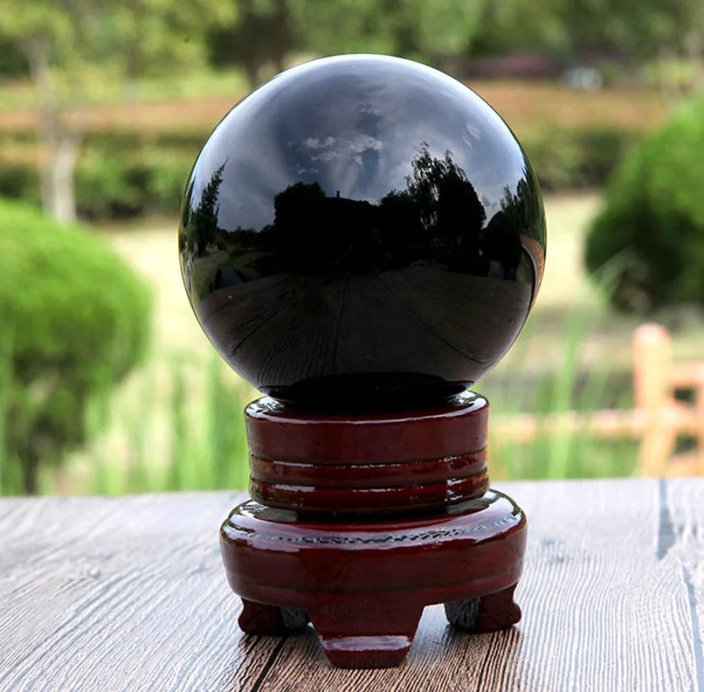 Natural Black Obsidian Sphere  Crystal Ball Polished Stones Healing Crystals feng shui Sphere for Decoration Without Base