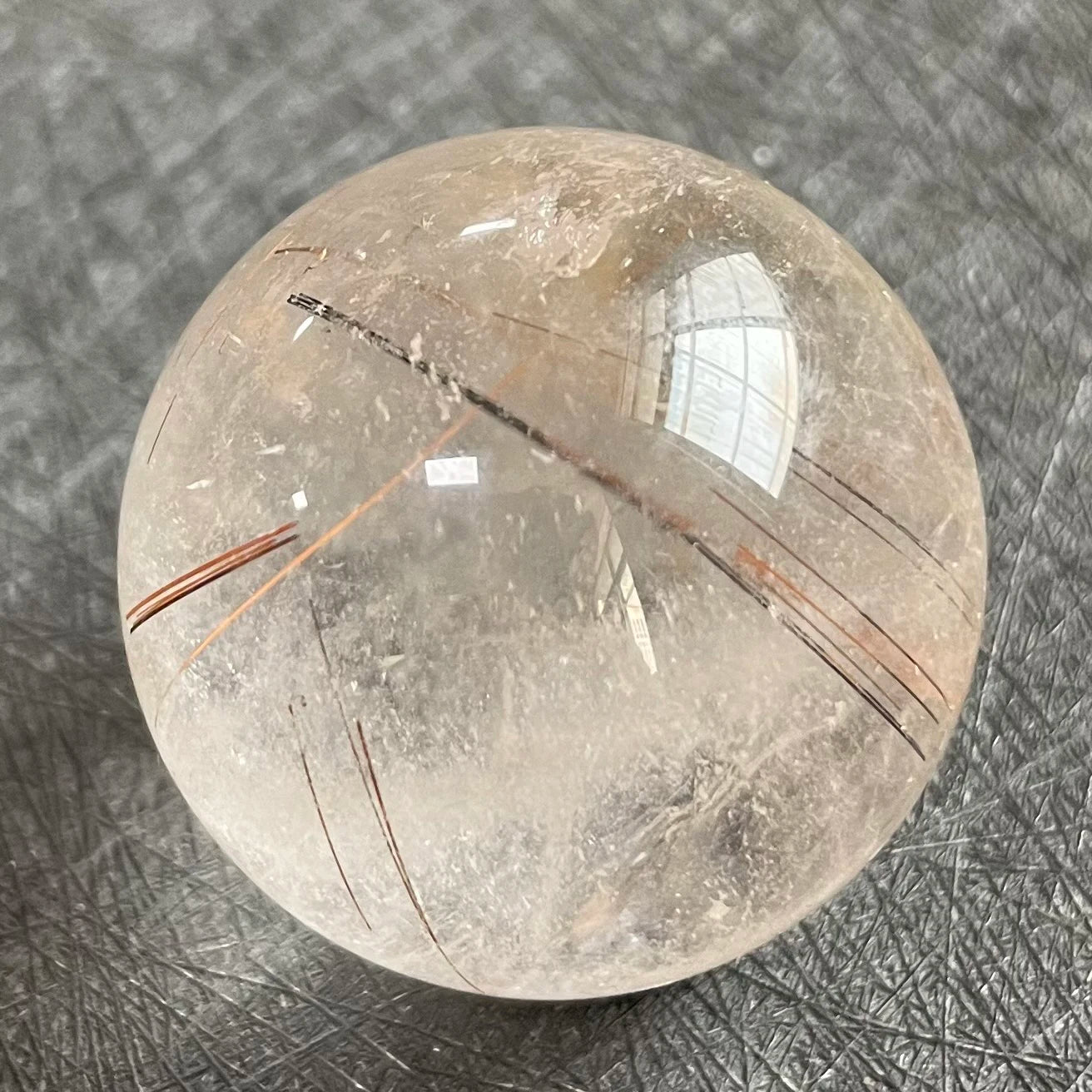 58g Natural Stone Quartz Rutilated Sphere Polished Crystal Ball Decoration Rock Gift Reiki Healing B281