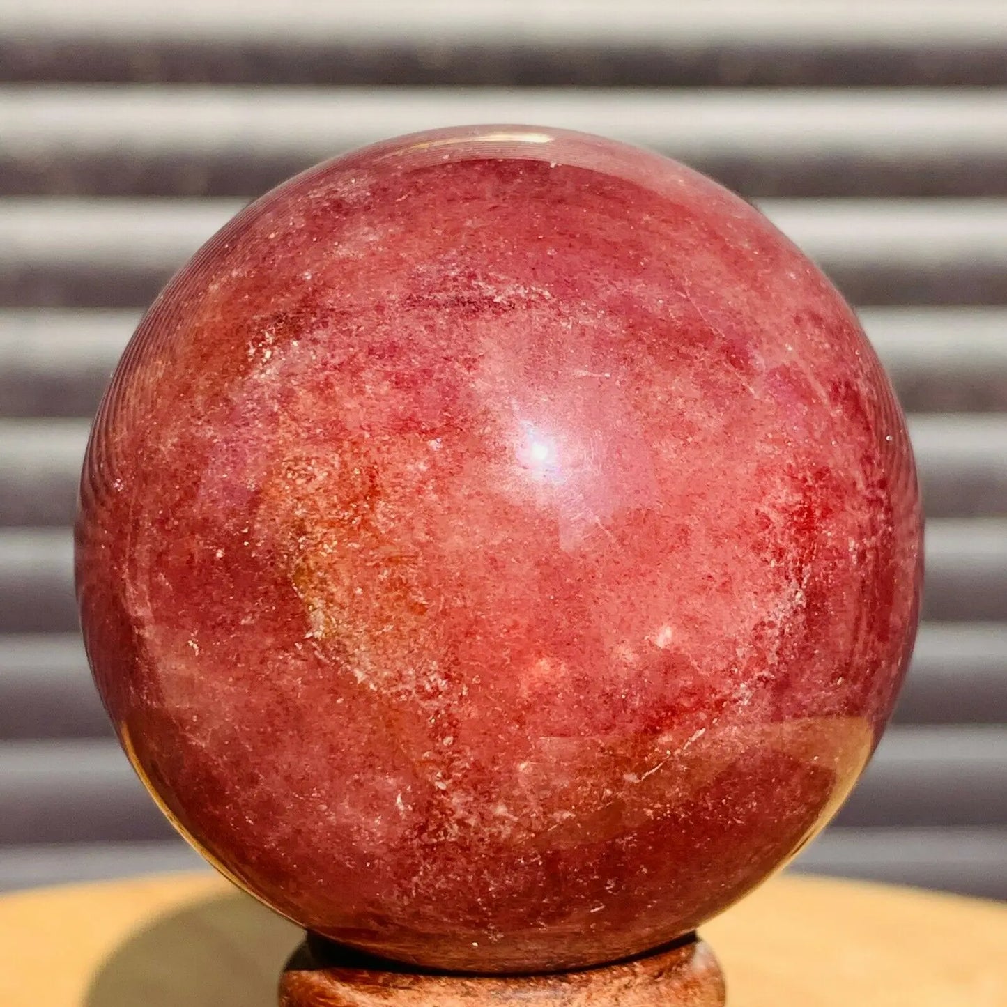 Natural Strawberry Quartz Crystal Ball, Polished Sphere Healing