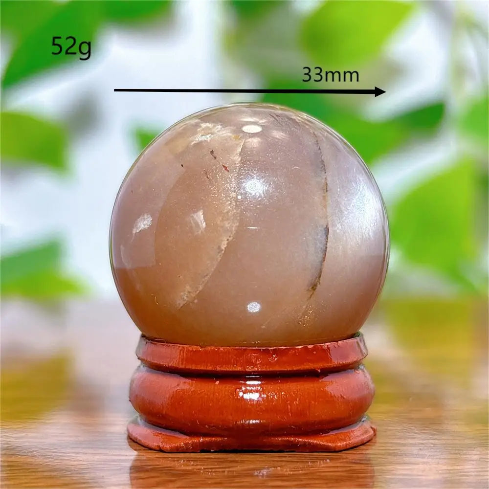 Moonstone With Gold Sun Sphere Crystal Natural Stone Quartz Home Decoration Minerals Reiki Craft Gifts Energy Healing Spiritual