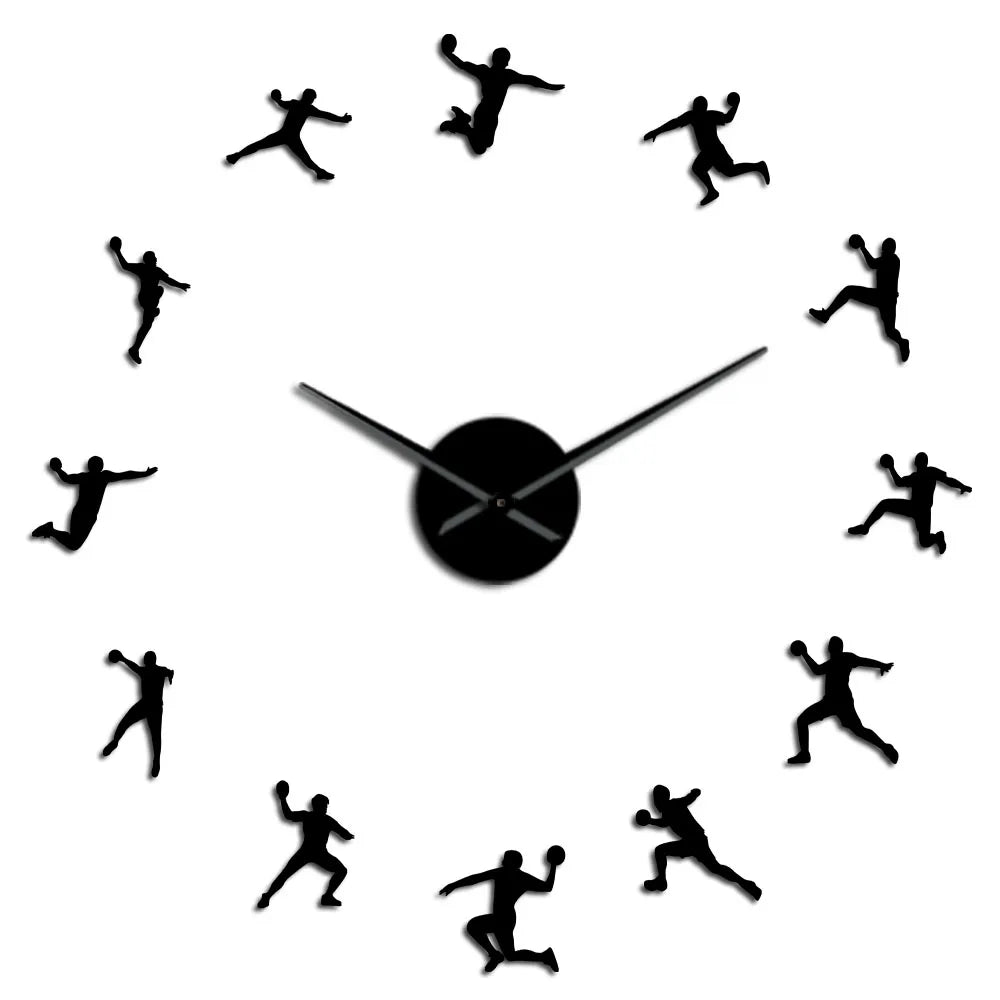Handball Players Acrylic Silhouette Mirror Stickers DIY Wall Art Giant Wall Clock Teenager Room Sport Decor Handball Coach Gift