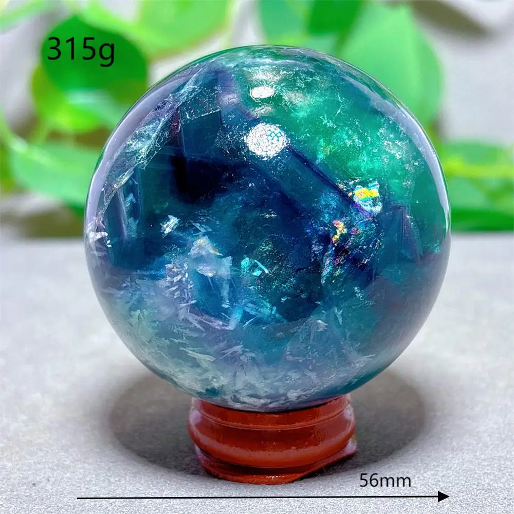 Feather Fluorite Sphere Crystal Natural Stone Quartz Stone Minerals Home Decoration Reiki Craft Gifts Energy Healing Love Luck