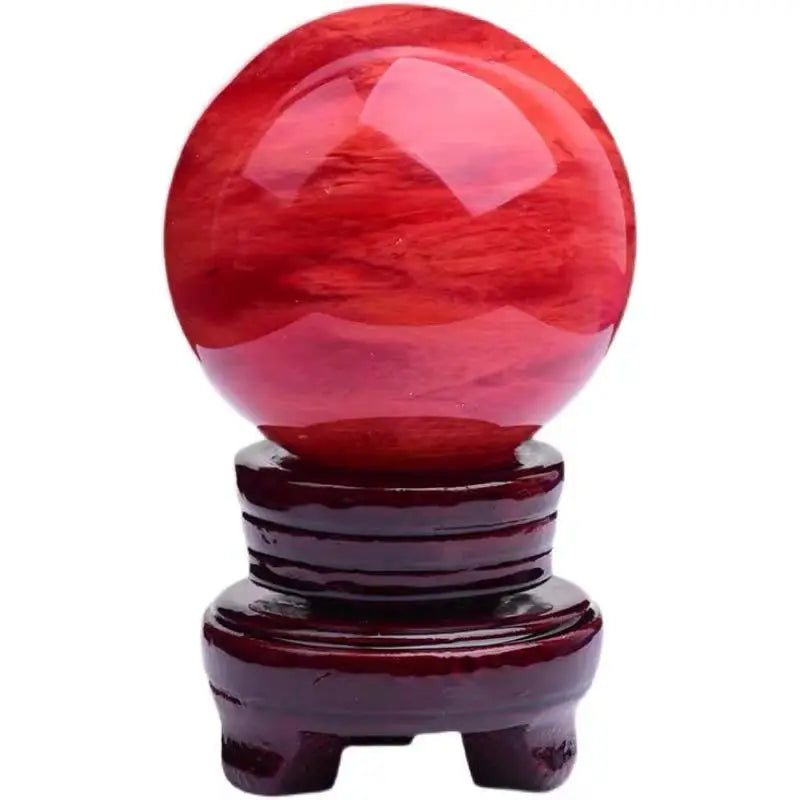 1pcs Beautiful red CLEAR SMELT QUARTZ CRYSTAL SPHERE BALL HEALING 1 order